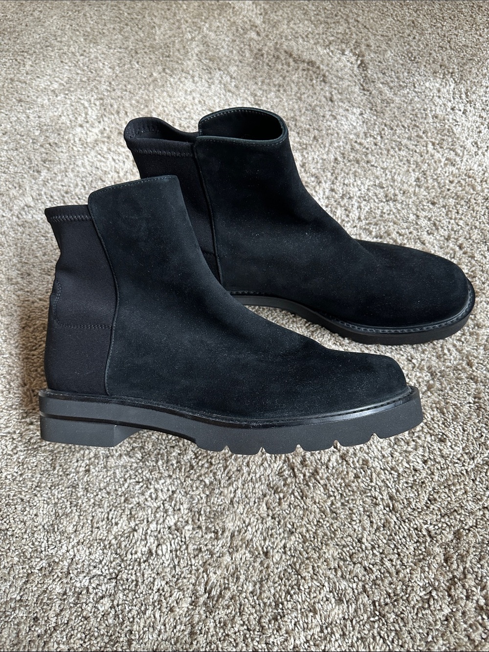 Stuart Weitzman Women’s 5050 Lift Bootie Black Suede Ankle Boots NWOT Size 10